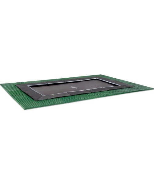 EXIT Dynamic ground level trampoline 244x427cm with Freezone safety tiles - black