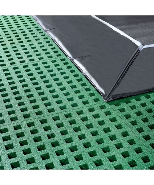EXIT Dynamic ground level trampoline 244x427cm with Freezone safety tiles - black