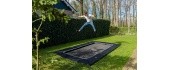 EXIT Dynamic ground level trampoline 244x427cm with Freezone safety tiles - black