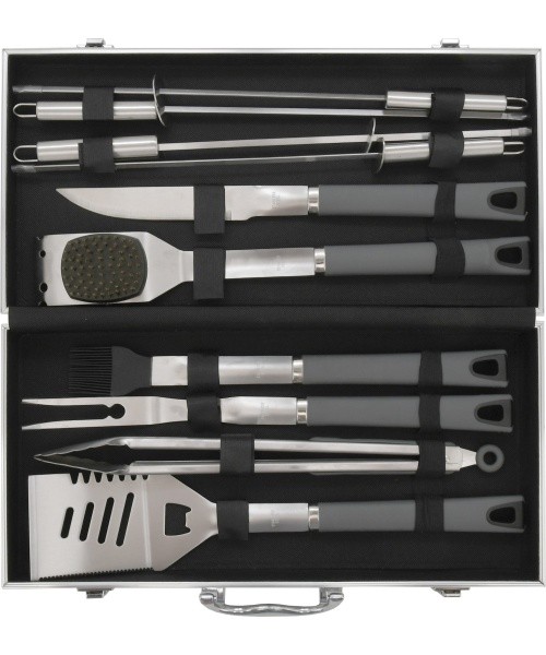 Barbecue Tools Set Cattara Gray Line - 11pcs, Aluminium Case