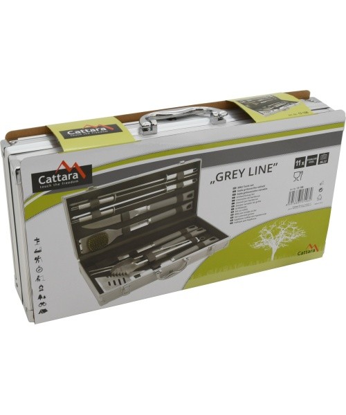 Barbecue Tools Set Cattara Gray Line - 11pcs, Aluminium Case
