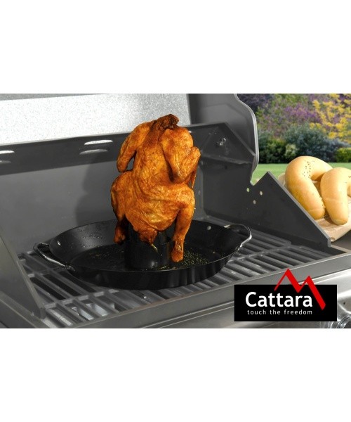 Grill stand for chicken with pan