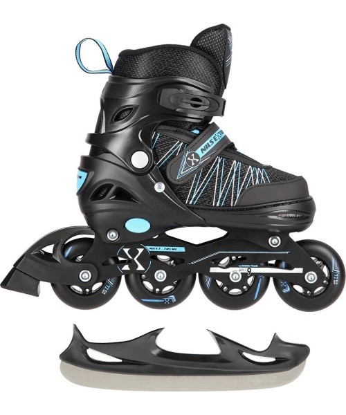 NH11912 2IN1 IN-LINE SKATES/HOCKEY ICE SKATES - Black/Blue