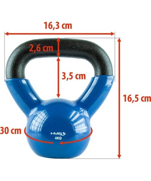 Rubberised Kettlebell HMS KNV - 4 kg