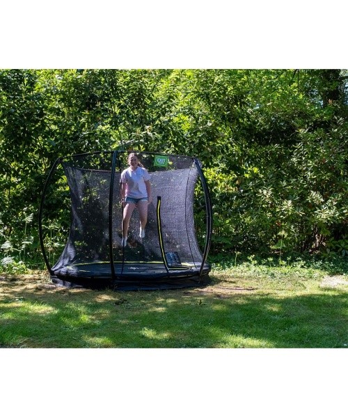 EXIT Silhouette ground trampoline ø244cm with safety net - black Outdoor Round Coil spring Sunken trampoline