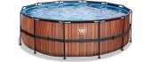 EXIT Wood pool ø427x122cm with filter pump - brown