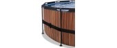EXIT Wood pool ø427x122cm with filter pump - brown
