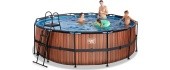 EXIT Wood pool ø427x122cm with filter pump - brown
