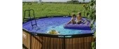 EXIT Wood pool ø427x122cm with filter pump - brown