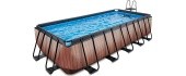 EXIT Wood pool 540x250x122cm with sand filter pump - brown