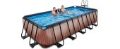 EXIT Wood pool 540x250x122cm with sand filter pump - brown