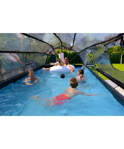 EXIT Black Leather pool 540x250x100cm with sand filter pump and dome and heat pump - black