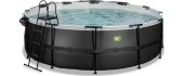 EXIT Black Leather pool ø450x122cm with sand filter pump and dome and heat pump - black