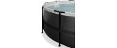 EXIT Black Leather pool ø450x122cm with sand filter pump and dome and heat pump - black