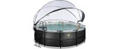 EXIT Black Leather pool ø450x122cm with sand filter pump and dome and heat pump - black