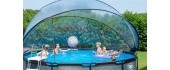 EXIT Black Leather pool ø450x122cm with sand filter pump and dome and heat pump - black