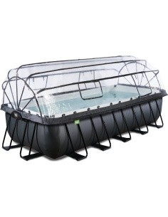 Baseinas EXIT Black Leather 540x250x122cm su smėlio filtru, kupolu ir šilumos siurbliu – juodas