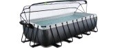 EXIT Black Leather pool 540x250x122cm with sand filter pump and dome and heat pump - black