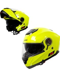Atverčiamas motociklininko šalmas W-TEC Cullo - Fluorescencinė geltona