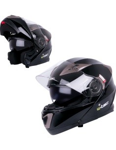 Flip-Up Motorcycle Helmet W-TEC Pezzon - Black/Bronze