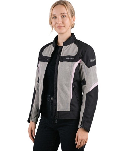 Moteriška vasarinė motociklininko striukė W-TEC Mirelia - Juoda-pilka-fluo