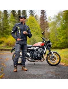 Vyriška vasarinė motociklininko striukė W-TEC Mirelio - Pilka-mėlyna-raudona