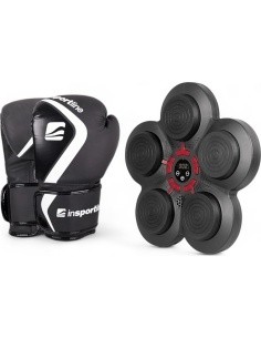 Wall-Mounted Electronic Punching Target inSPORTline Smartpunch + Boxing Gloves inSPORTline Shormag - Black