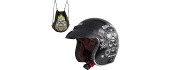 Motorcycle Helmet W-TEC Kustom Black Heart - Skull, Glossy Black
