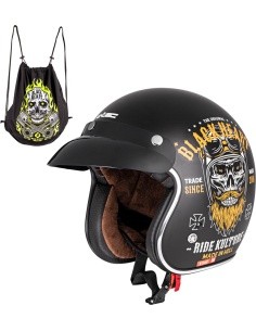 Motorcycle Helmet W-TEC Kustom Black Heart - Ride Culture, Matte Black