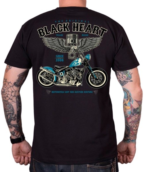 Marškinėliai BLACK HEART Blue Chopper - Juoda