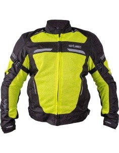Vyriška vasarinė motociklininko striukė W-TEC Saigair - Fluorescencinė geltona-juoda