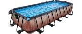 EXIT Wood pool 540x250x100cm with dome and sand filter and heat pump - brown