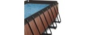 EXIT Wood pool 540x250x100cm with dome and sand filter and heat pump - brown