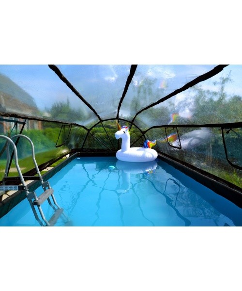 EXIT Wood pool 540x250x100cm with dome and sand filter and heat pump - brown