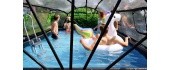 EXIT Wood pool 540x250x100cm with dome and sand filter and heat pump - brown