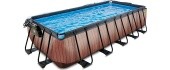 EXIT Wood pool 540x250x122cm with dome and sand filter and heat pump - brown