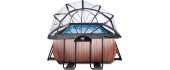 EXIT Wood pool 540x250x122cm with dome and sand filter and heat pump - brown