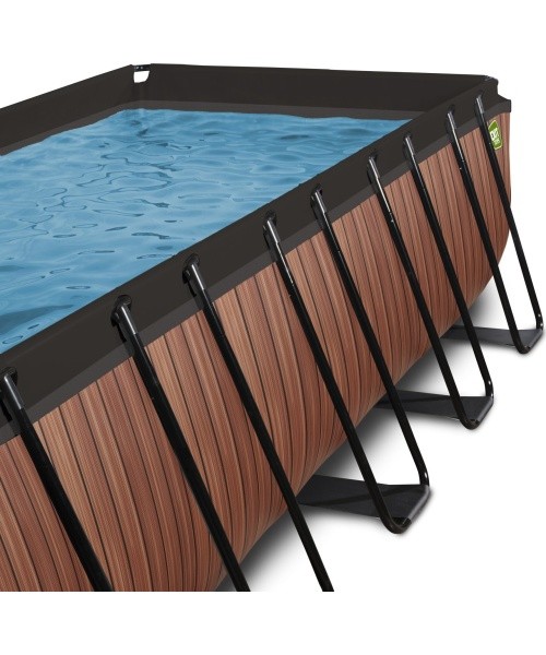 EXIT Wood pool 540x250x122cm with dome and sand filter and heat pump - brown