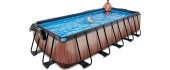 EXIT Wood pool 540x250x122cm with dome and sand filter and heat pump - brown