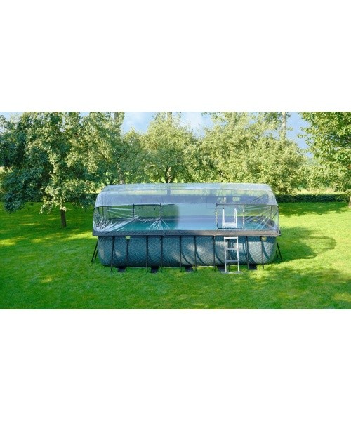 EXIT Wood pool 540x250x122cm with dome and sand filter and heat pump - brown