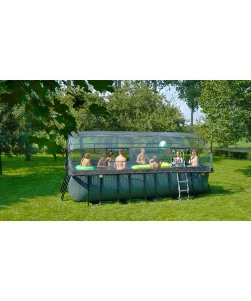 EXIT Wood pool 540x250x122cm with dome and sand filter and heat pump - brown