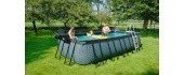 EXIT Wood pool 540x250x122cm with dome and sand filter and heat pump - brown