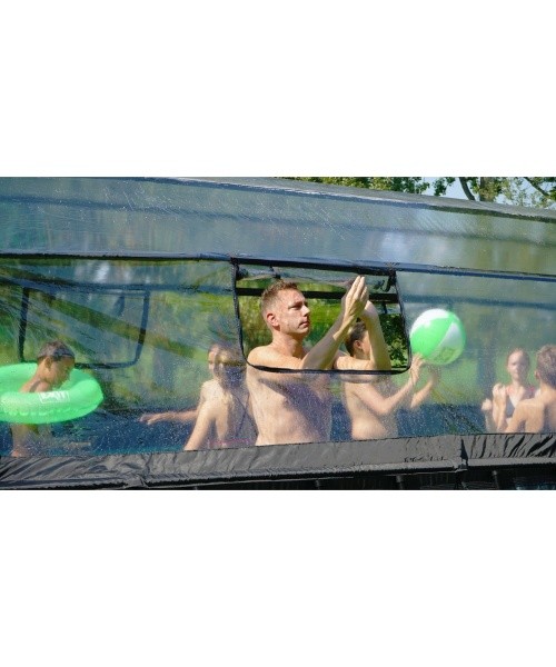 EXIT Wood pool 540x250x122cm with dome and sand filter and heat pump - brown