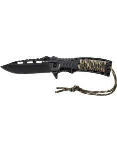 CAMO ONE HAND KNIFE PARACORD W.FIRE STARTER