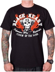 T-Shirt BLACK HEART Flathead Skull - Black