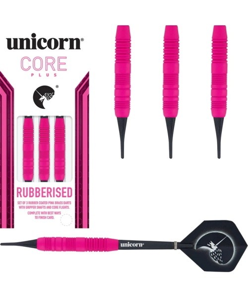 Darts Unicorn Core Plus Rubberized Brass Pink – 3-Pack