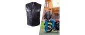 Leather Motorcycle Vest W-TEC Delasola - Black