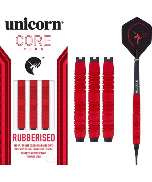 Darts Unicorn Core Plus Rubberized Brass Red – 3-Pack