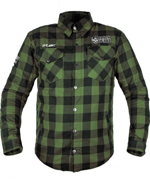 Motorcycle Shirt W-TEC Black Heart Rattlesneak - Zeleno-černá kostkovaná