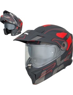 3-in-1 Flip-Up Motorcycle Helmet W-TEC Neovu Graphic - černo-červená